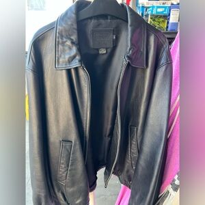 Coach black leather bomber style  jacket size L unisex